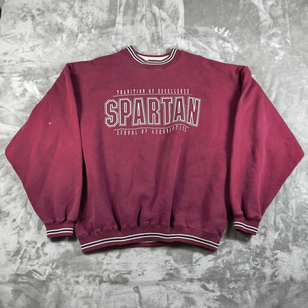 Vintage Spartan School Of Aeronautics Sweatshirt Mens XXL College Technology 90s